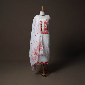 Phulia Jamdani Silk Cotton 2pc Unstitched Dress Material Kurta Set 08