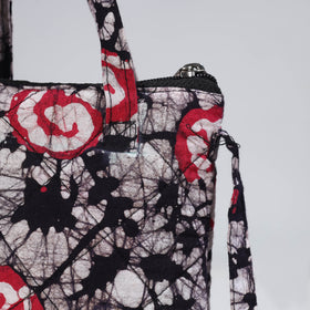 Black Hand Batik Printed Quilted Cotton Sling Bag 13