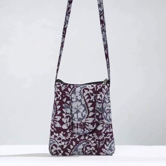Hand Batik Printed Quilted Cotton Sling Bag 14