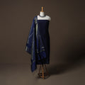 Plain Slub Silk 2pc Unstitched Dress Material Kurta Set with Earrings 36