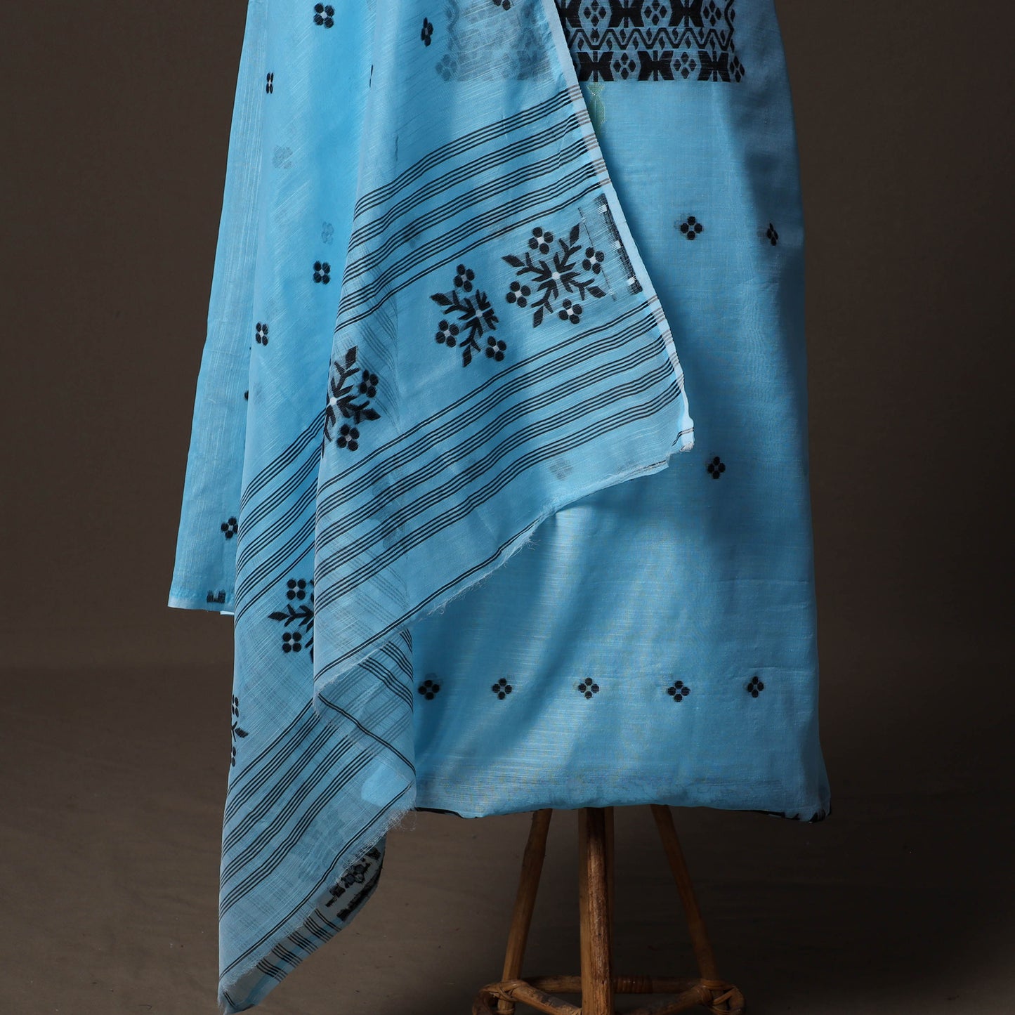 Phulia Jamdani Silk Cotton 2pc Unstitched Dress Material Kurta Set 09