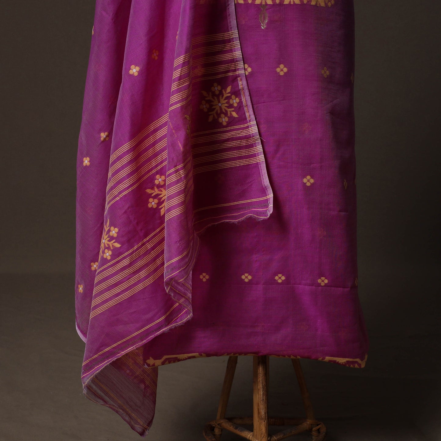 Phulia Jamdani Silk Cotton 2pc Unstitched Dress Material Kurta Set 10