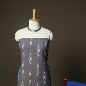 Grey - Pochampally Ikat Weave 3pc Cotton Unstitched Dress Material Suit Set 55