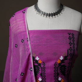 Phulia Jamdani Silk Cotton 2pc Unstitched Dress Material Kurta Set 11