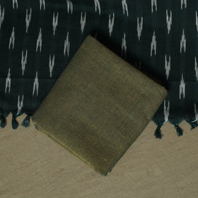 Green - Pochampally Ikat Weave 3pc Cotton Unstitched Dress Material Suit Set 56