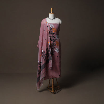 Phulia Jamdani Silk Cotton 2pc Unstitched Dress Material Kurta Set 12