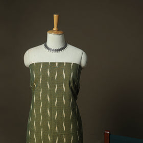 Green - Pochampally Ikat Weave 3pc Cotton Unstitched Dress Material Suit Set 57