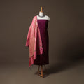 Spun Dupion Viscose Silk Buti 2pc Unstitched Dress Material Kurta Set with Earrings 32