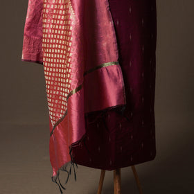 Spun Dupion Viscose Silk Buti 2pc Unstitched Dress Material Kurta Set with Earrings 32