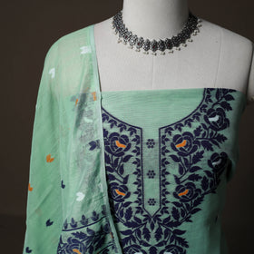 Phulia Jamdani Silk Cotton 2pc Unstitched Dress Material Kurta Set 13