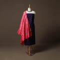 Spun Dupion Viscose Silk Buti 2pc Unstitched Dress Material Kurta Set with Earrings 31