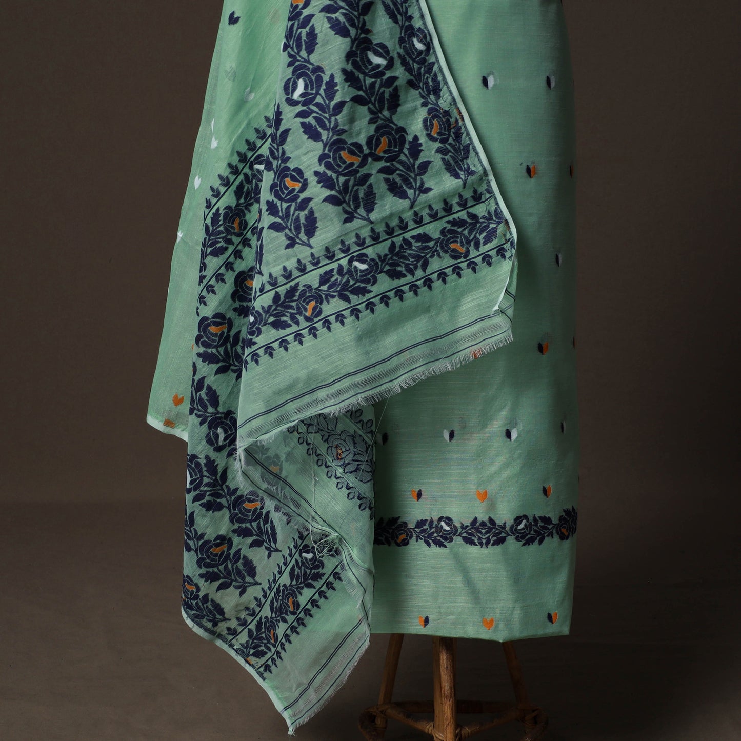 Phulia Jamdani Silk Cotton 2pc Unstitched Dress Material Kurta Set 13
