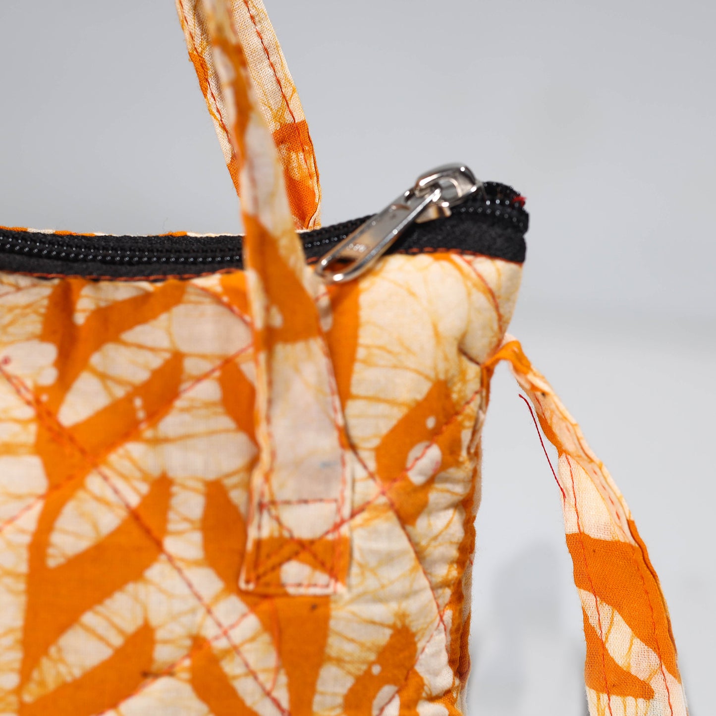 Orange - Hand Batik Printed Quilted Cotton Sling Bag 26