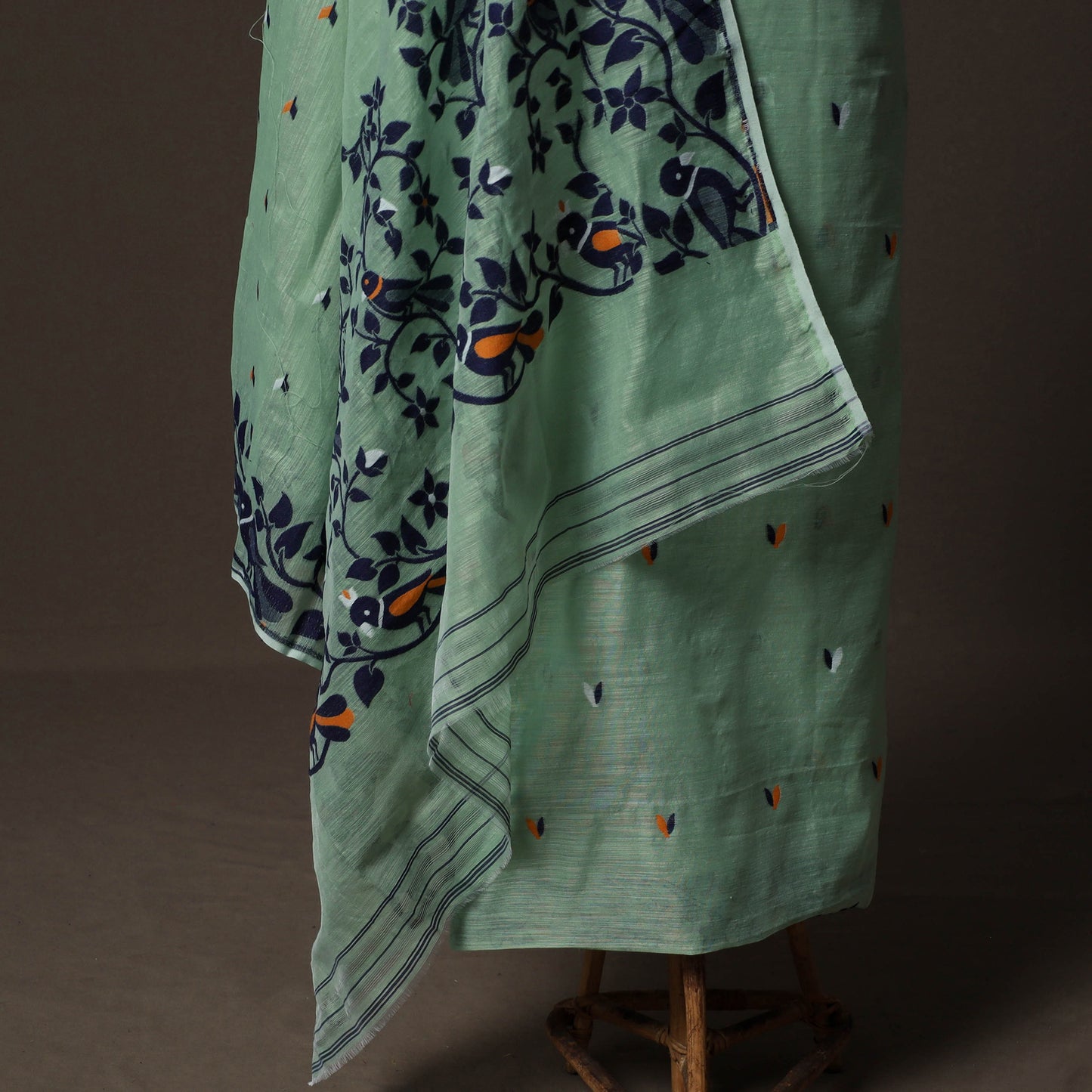 Phulia Jamdani Silk Cotton 2pc Unstitched Dress Material Kurta Set 14