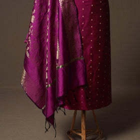 Spun Dupion Viscose Silk Buti 2pc Unstitched Dress Material Kurta Set with Earrings 30