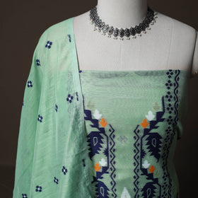 Phulia Jamdani Silk Cotton 2pc Unstitched Dress Material Kurta Set 15