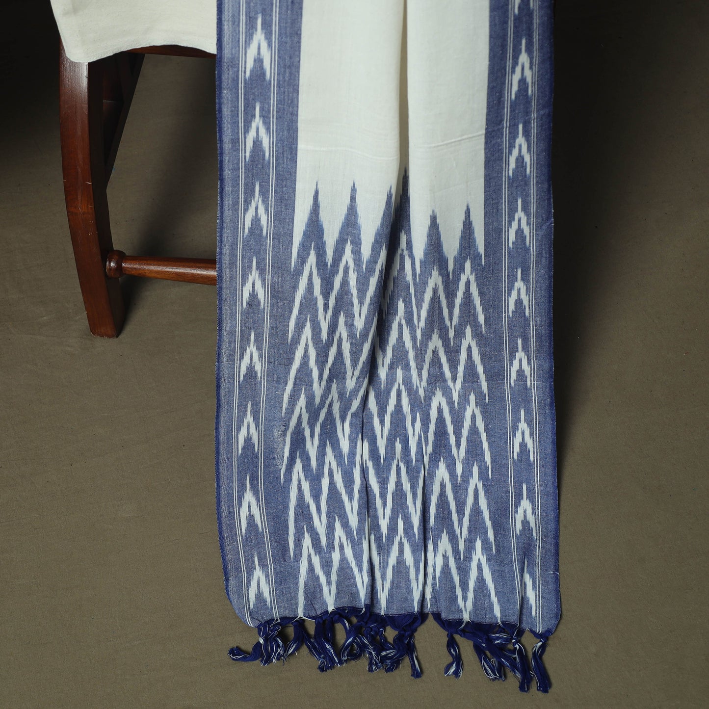 Blue - Pochampally Ikat Weave 3pc Cotton Unstitched Dress Material Suit Set 60