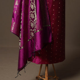 Spun Dupion Viscose Silk Buti 2pc Unstitched Dress Material Kurta Set with Earrings 29