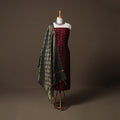 Spun Dupion Viscose Silk Buti 2pc Unstitched Dress Material Kurta Set with Earrings 28