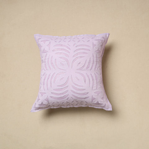 Purple - Cutwork Cotton Applique Cushion Cover (16 x 16 in) 01