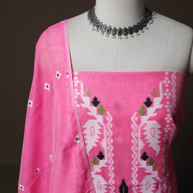 Phulia Jamdani Silk Cotton 2pc Unstitched Dress Material Kurta Set 17