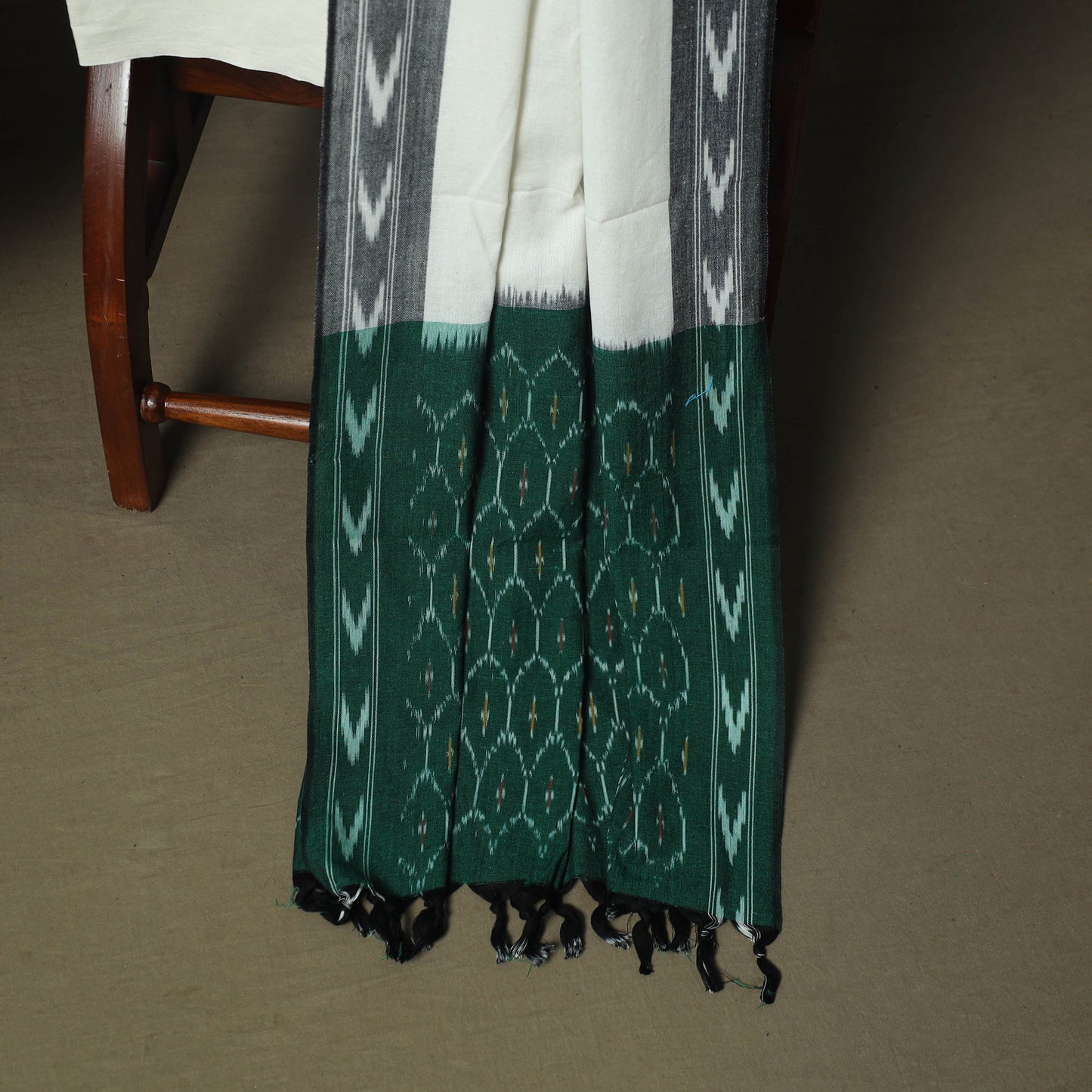 Green - Pochampally Ikat Weave 3pc Cotton Unstitched Dress Material Suit Set 62