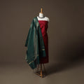 Spun Dupion Viscose Silk Buti 2pc Unstitched Dress Material Kurta Set with Earrings 26