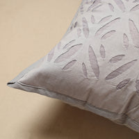 Grey - Cut Work Cotton Applique Cushion Cover (16 x 16 in) 03