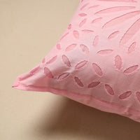 Pink - Cut Work Cotton Applique Cushion Cover (16 x 16 in) 04