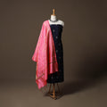 Spun Dupion Viscose Silk Buti 2pc Unstitched Dress Material Kurta Set with Earrings 24