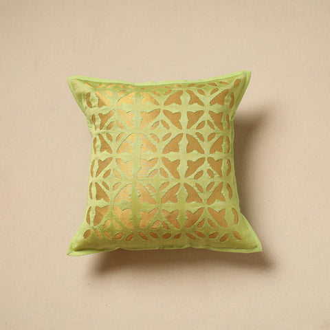 Green - Cut Work Cotton Applique Cushion Cover (16 x 16 in) 06