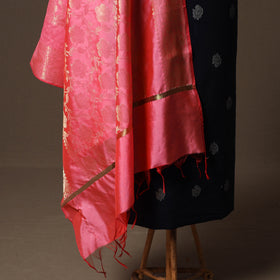 Spun Dupion Viscose Silk Buti 2pc Unstitched Dress Material Kurta Set with Earrings 24
