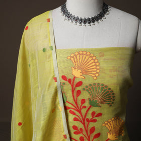Phulia Jamdani Silk Cotton 2pc Unstitched Dress Material Kurta Set 20