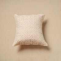 White - Cut Work Cotton Applique Cushion Cover (16 x 16 in) 08