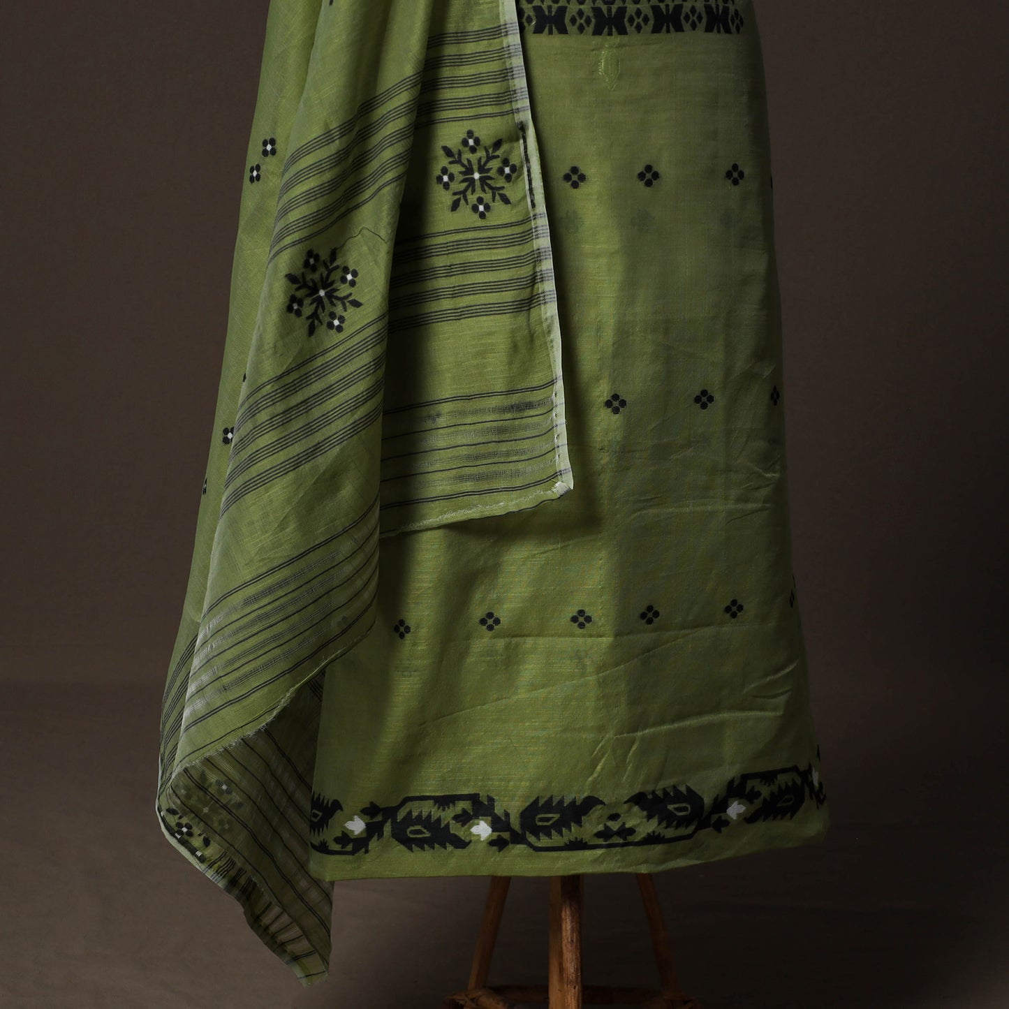 Phulia Jamdani Silk Cotton 2pc Unstitched Dress Material Kurta Set 21