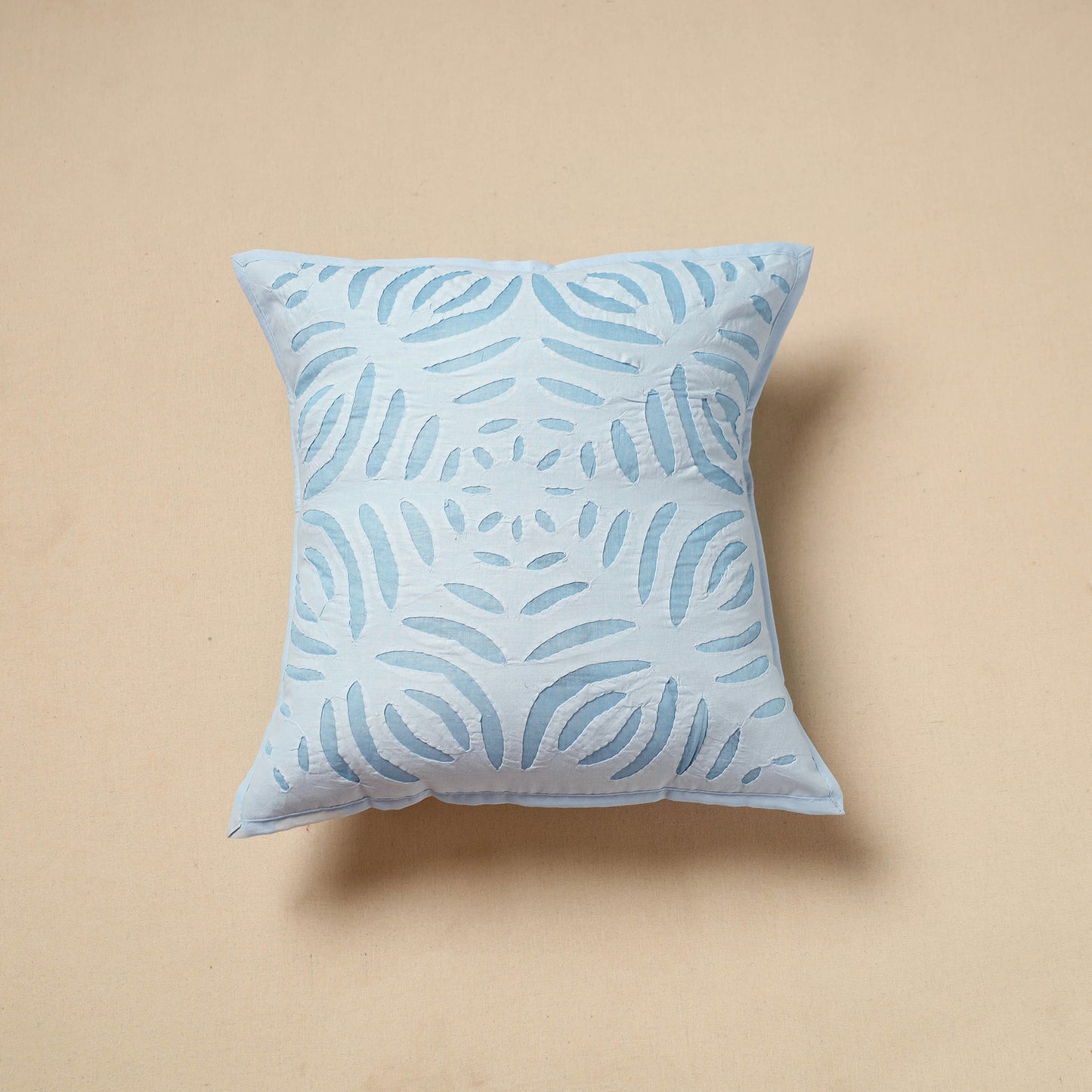 Blue - Cut Work Cotton Applique Cushion Cover (16 x 16 in) 10