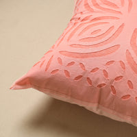 Peach - Cut Work Cotton Applique Cushion Cover (16 x 16 in) 11