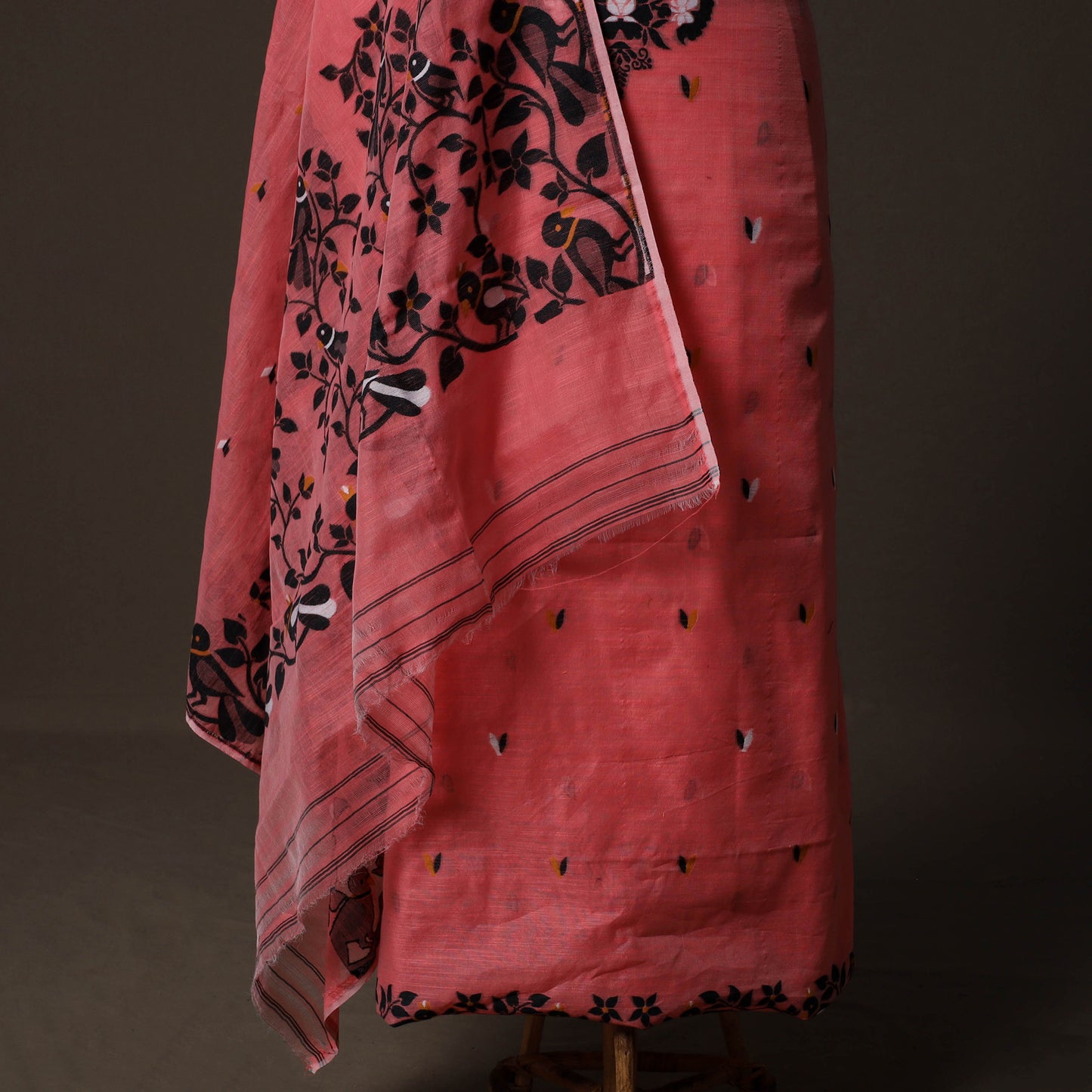 Phulia Jamdani Silk Cotton 2pc Unstitched Dress Material Kurta Set 24