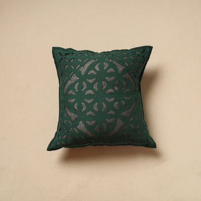 Green - Cut Work Cotton Applique Cushion Cover (16 x 16 in) 15