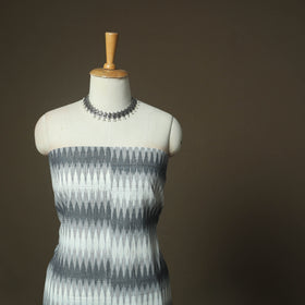 Grey - Pochampally Ikat Weave 3pc Cotton Unstitched Dress Material Suit Set 70