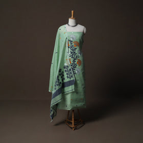 Phulia Jamdani Silk Cotton 2pc Unstitched Dress Material Kurta Set 25
