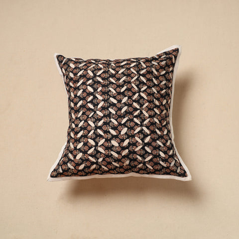 Black - Cut Work Cotton Applique Cushion Cover (16 x 16 in) 16