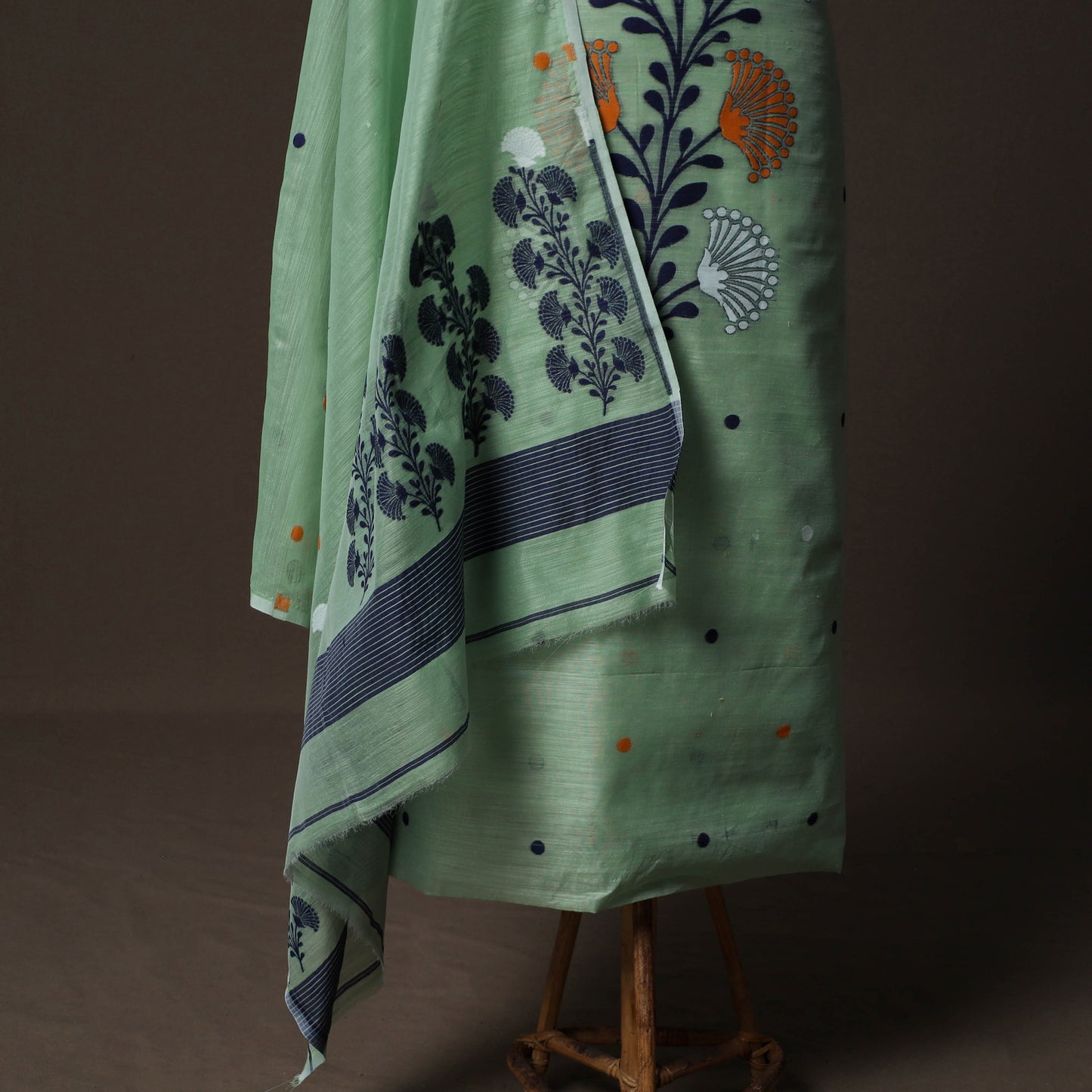 Phulia Jamdani Silk Cotton 2pc Unstitched Dress Material Kurta Set 25