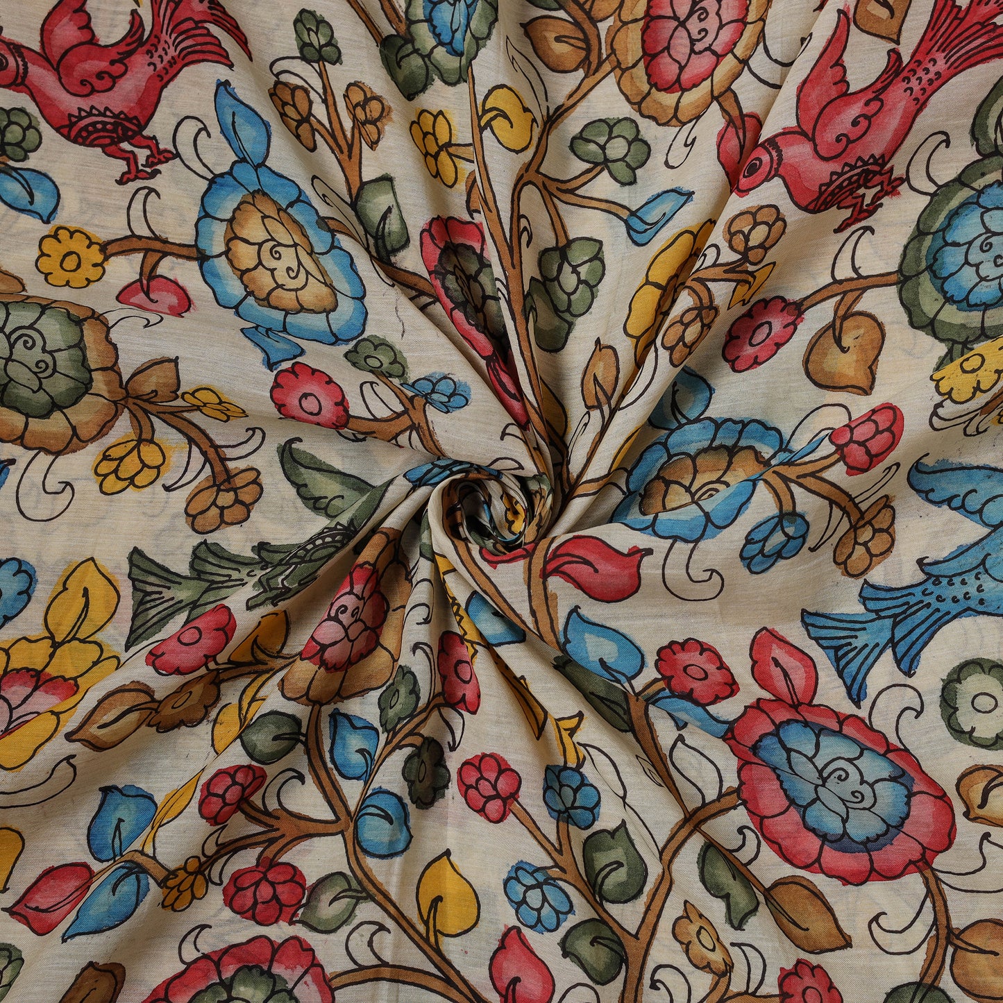 Handpainted Pure Handloom Chanderi Silk Pen Kalamkari Fabric of Srikalahasti 04