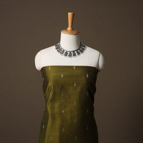 Plain Slub Silk 2pc Unstitched Dress Material Kurta Set with Earrings 18