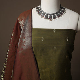 Spun Dupion Viscose Silk Buti 2pc Unstitched Dress Material Kurta Set with Earrings 17