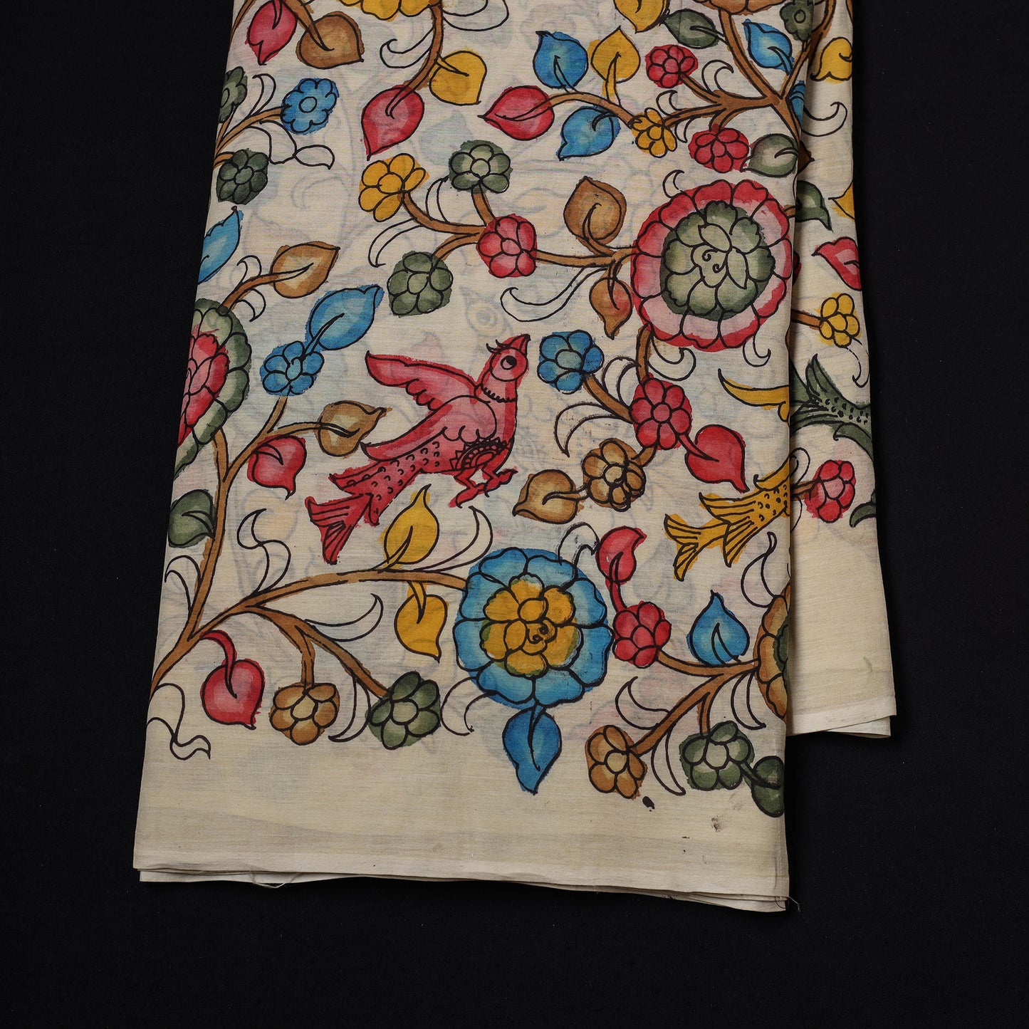 Handpainted Pure Handloom Chanderi Silk Pen Kalamkari Fabric of Srikalahasti 04