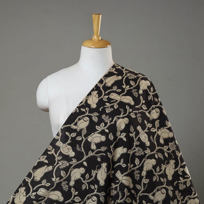 Black - Printed Cotton Kalamkari Fabric 04