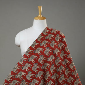 Red - Printed Cotton Kalamkari Fabric 05