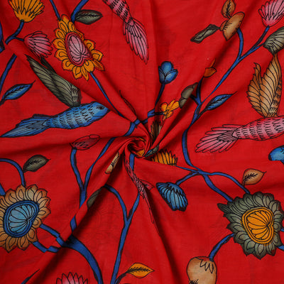 Handpainted Pure Handloom Chanderi Silk Pen Kalamkari Fabric of Srikalahasti 02